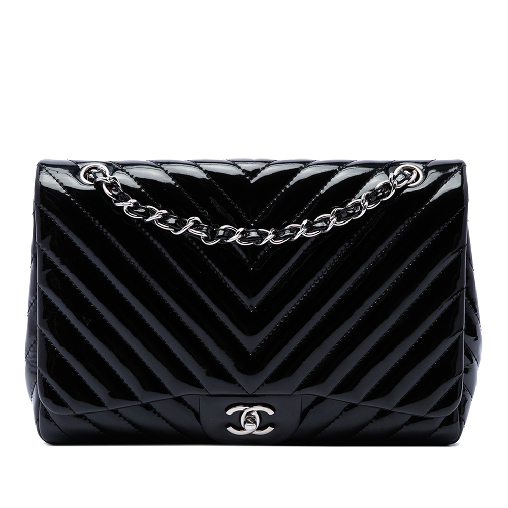 Pre-Loved Chanel Jumbo Classic Chevron Patent Single Flap